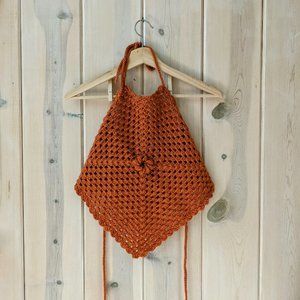 Hand Crocheted Burnt Orange Halter Top Retro